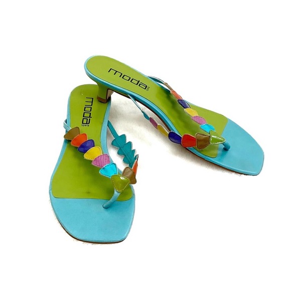 Moda Spana Heeled Flip Flop Toe Sandals 8.5 - Picture 2 of 7